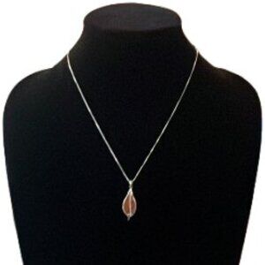 Alamea Sterling Silver Maile Leaf Koa Wood Pendant Necklace- NWOT